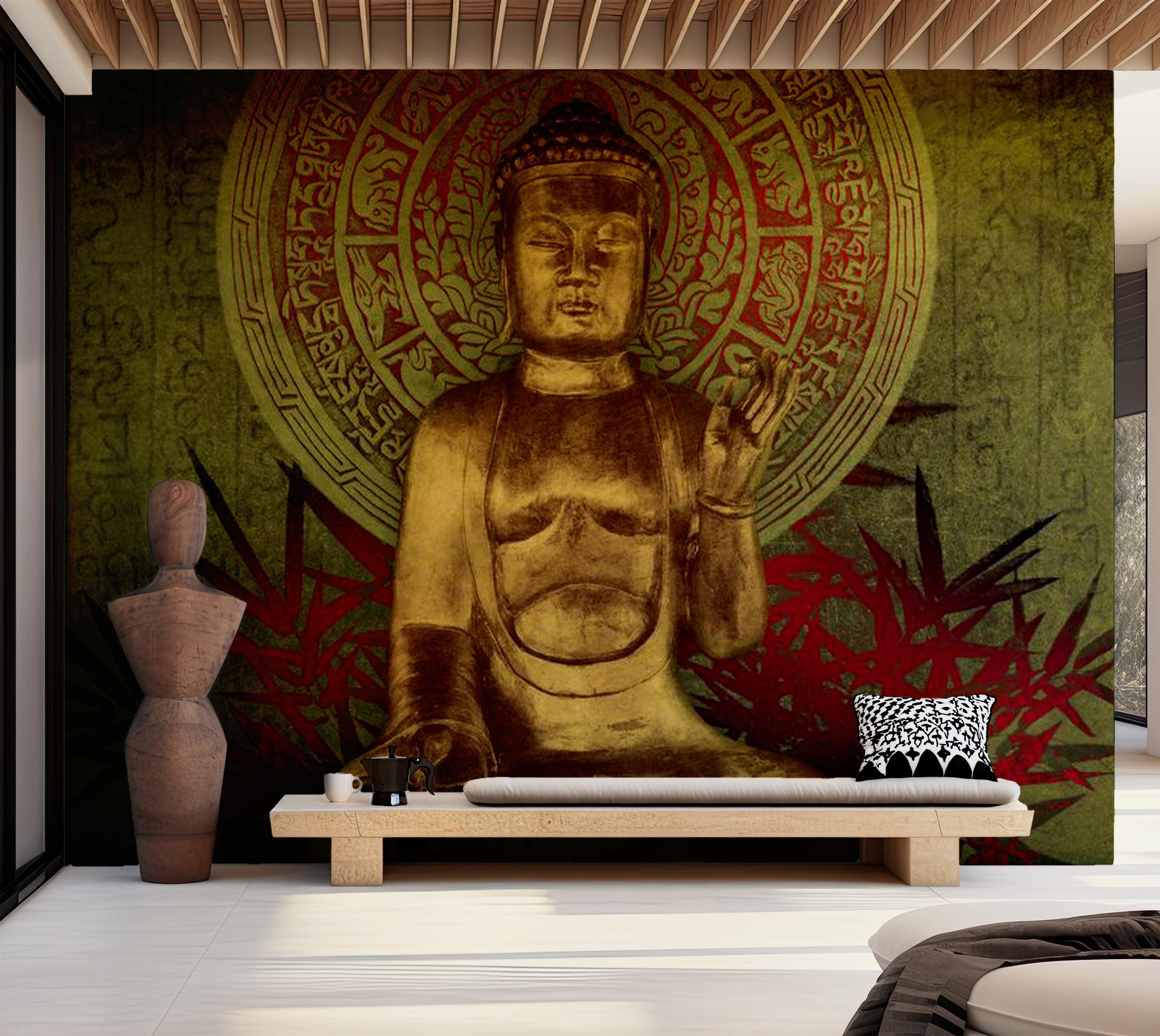 Zen Wallpaper Wall Mural - Golden Buddha