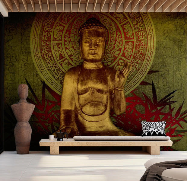 Zen Wallpaper Wall Mural - Golden Buddha