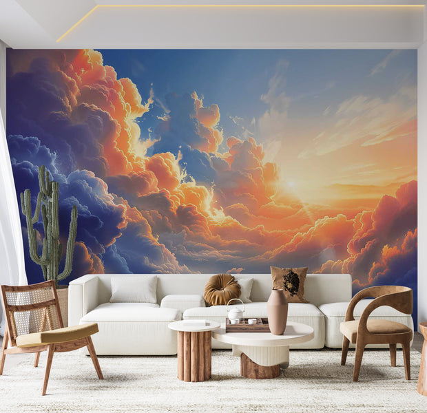 Peel & Stick Landscape Wall Mural - Sunset in The Clouds 38"Wx27"H