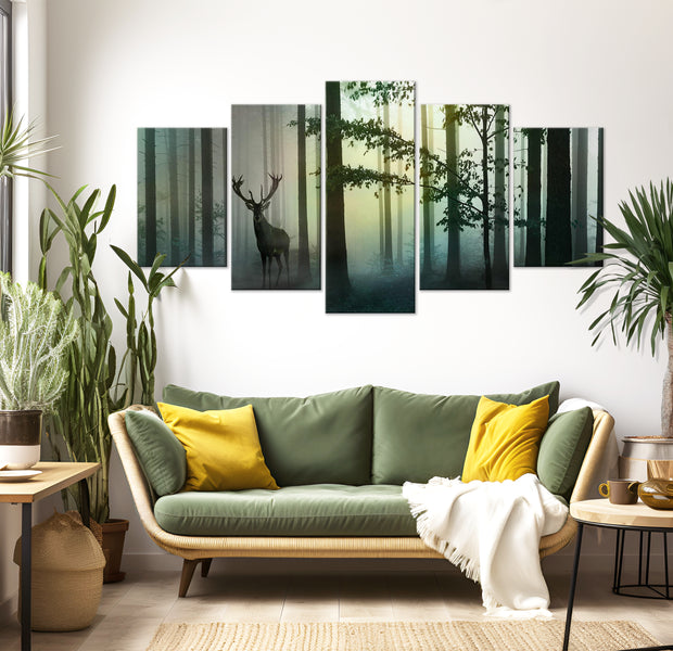 Stretched Canvas Landscape Art - Morning Green 5 Piece 40"Wx20"H