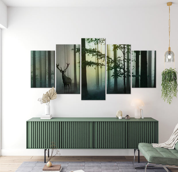 Stretched Canvas Landscape Art - Morning Green 5 Piece 40"Wx20"H