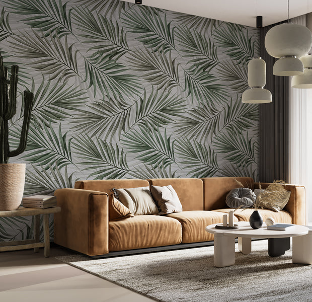 Peel & Stick Botanical Wall Mural - Repeating Green Leaf Pattern 38"Wx27"H