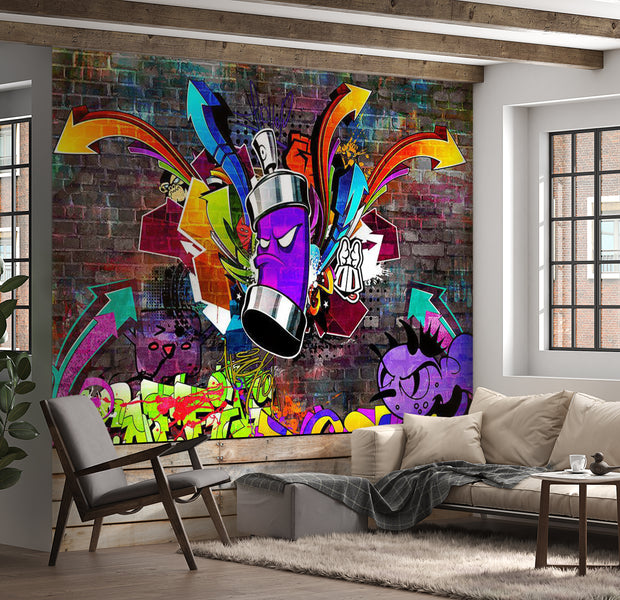 Peel & Stick Street Art Wall Mural - Graffiti Colorful Attack 38"Wx27"H