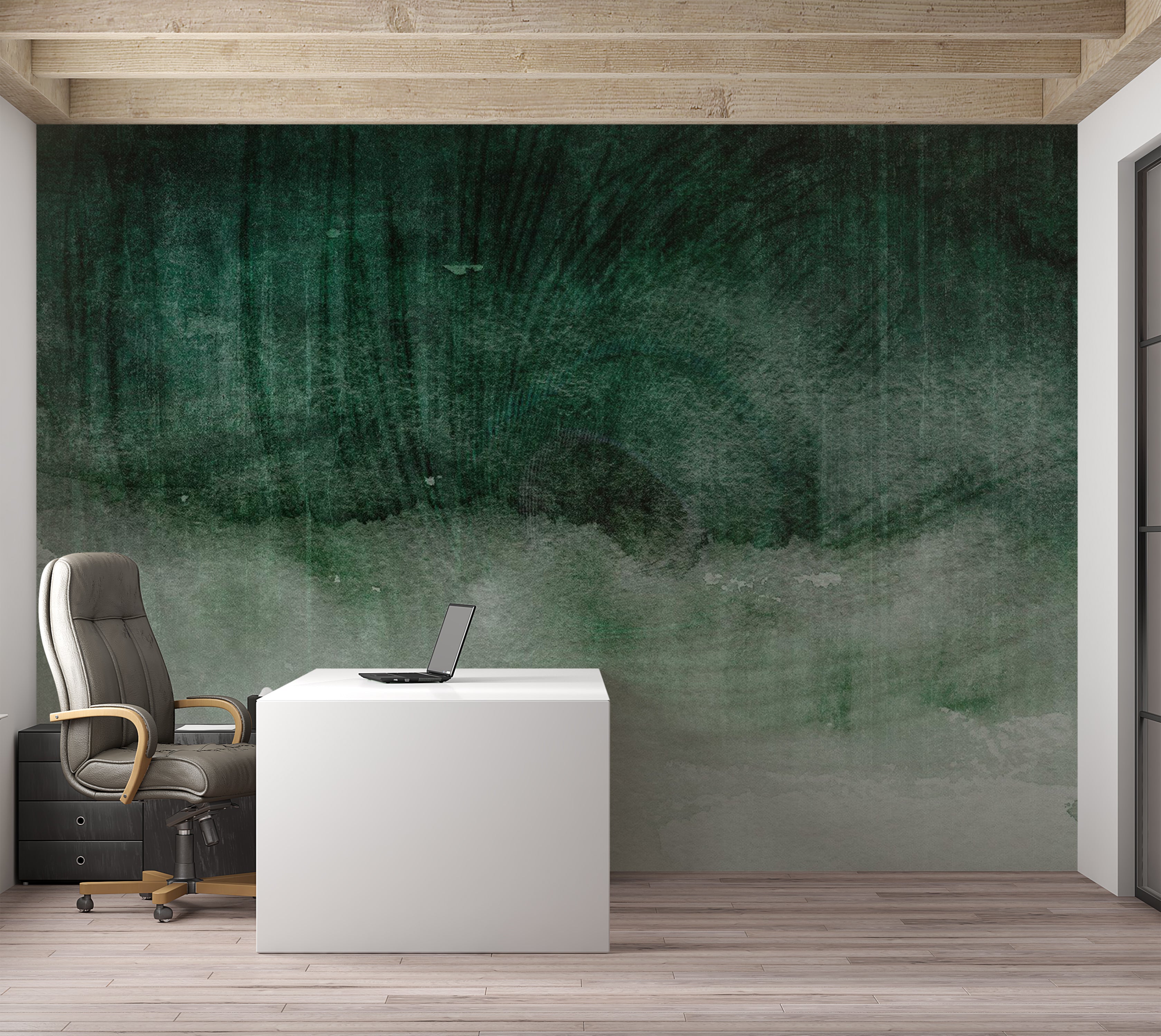 Surface Texture Wallpaper Wall Mural - Green Concrete Expression 39"Wx27"H / Standard