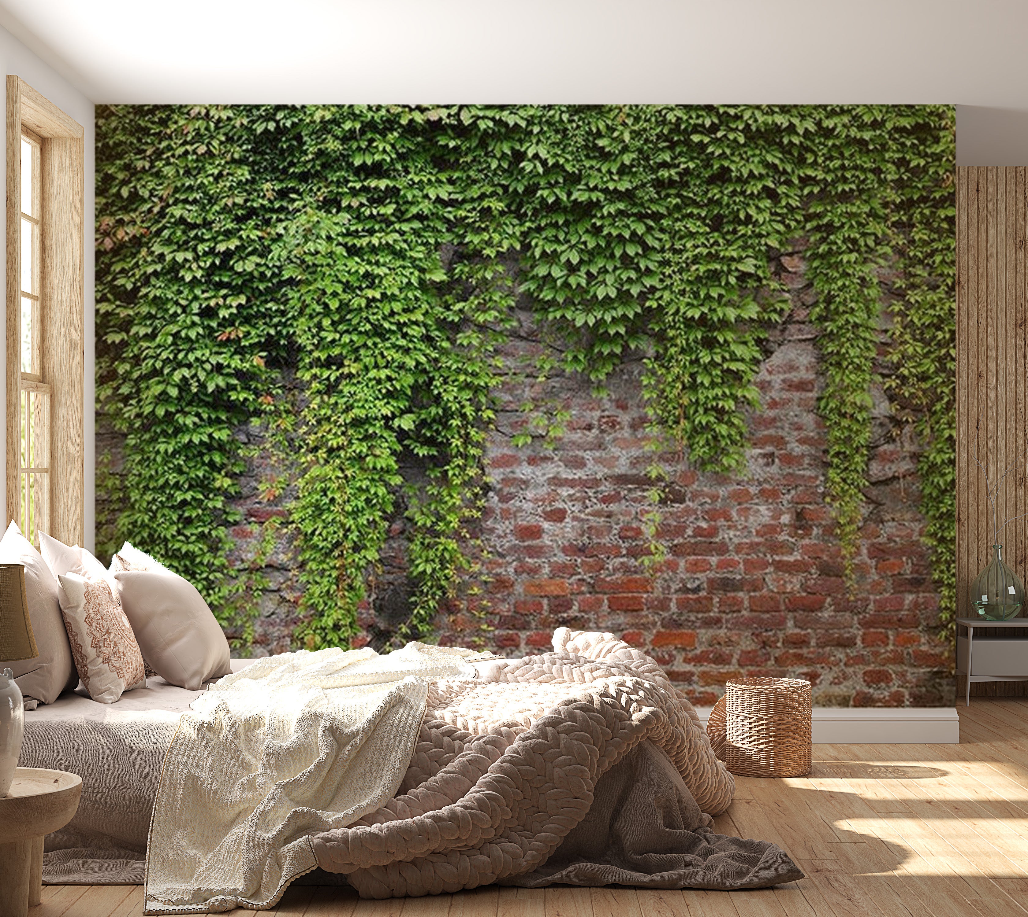 Background & Patterns Wallpaper Wall Mural - Old Brick Wall With Ivy 39"Wx27"H