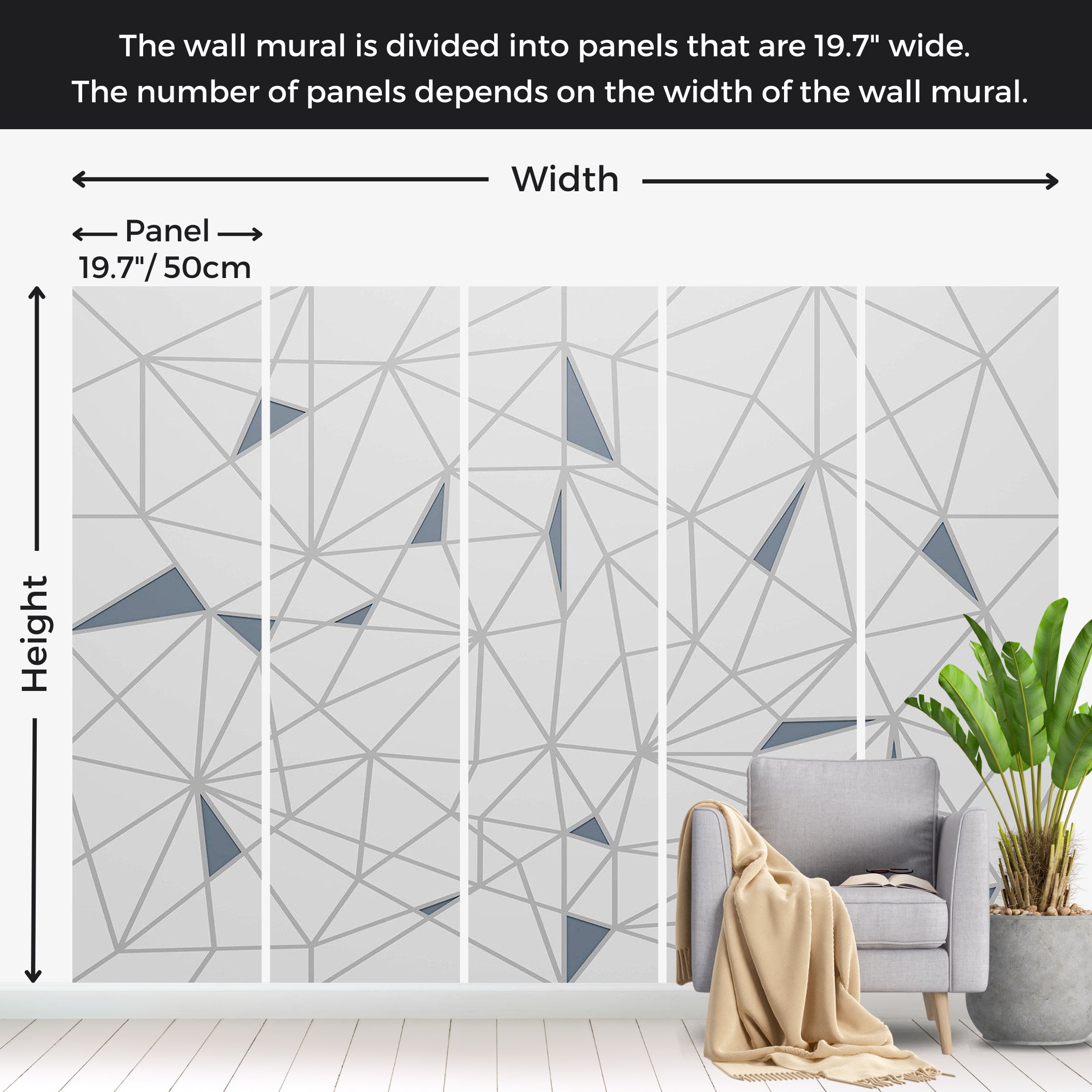 Abstract Wallpaper Wall Mural - Lines of Intersection 39"Wx27"H / Standard