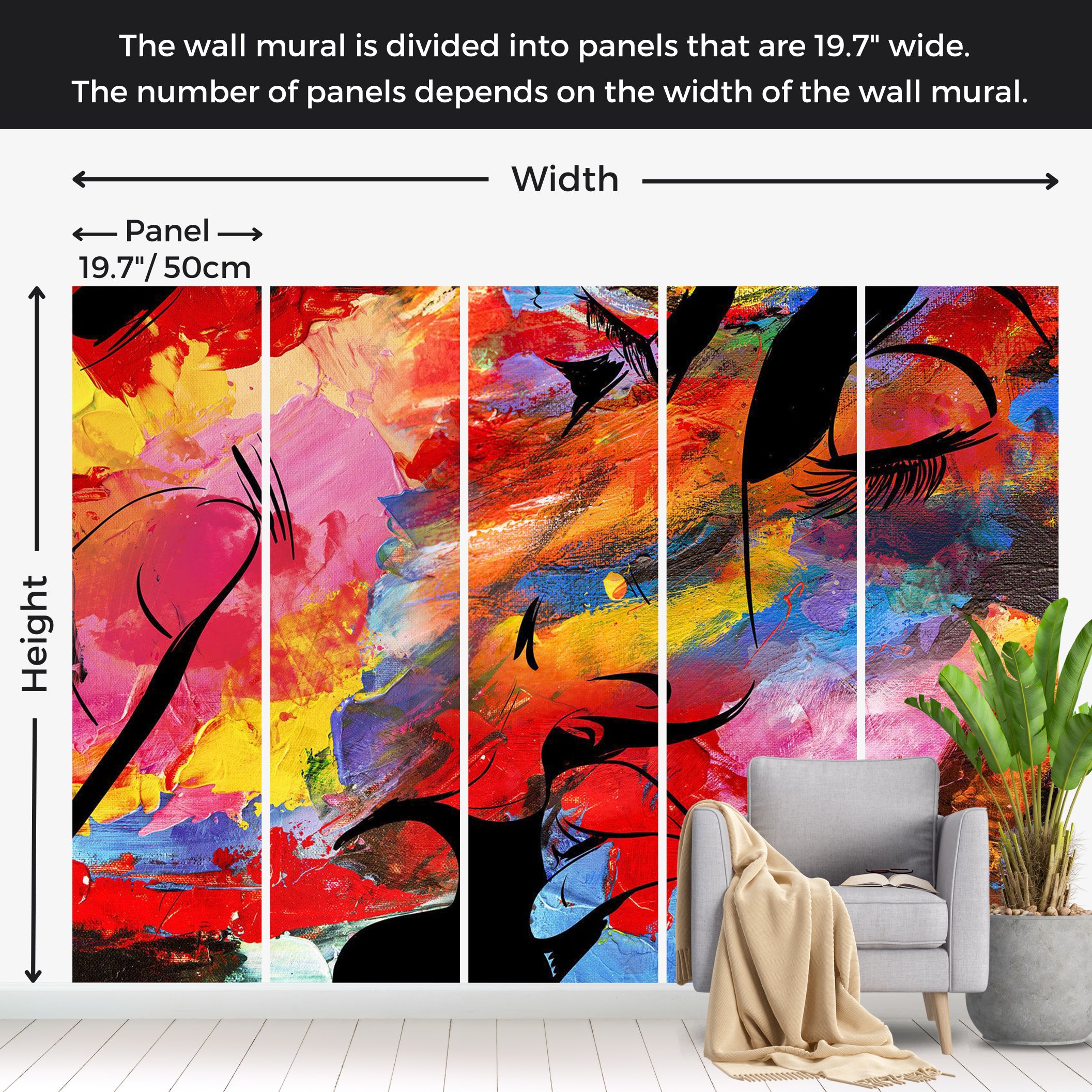 Abstract Wallpaper Wall Mural - Love Story 39"Wx27"H / Standard