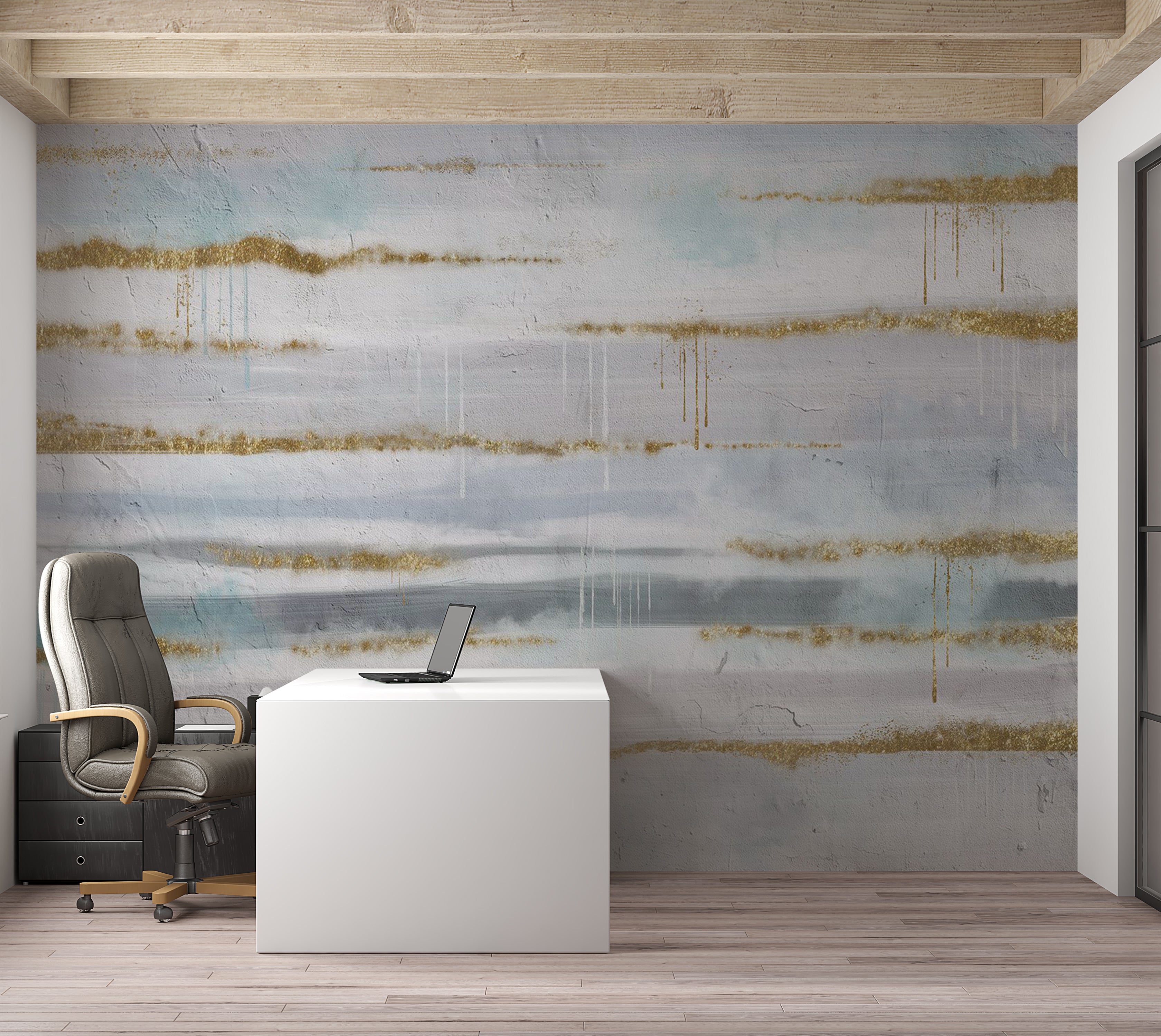 Surface Texture Wallpaper Wall Mural - Modern Gold Sparkle Wall 39"Wx27"H / Standard
