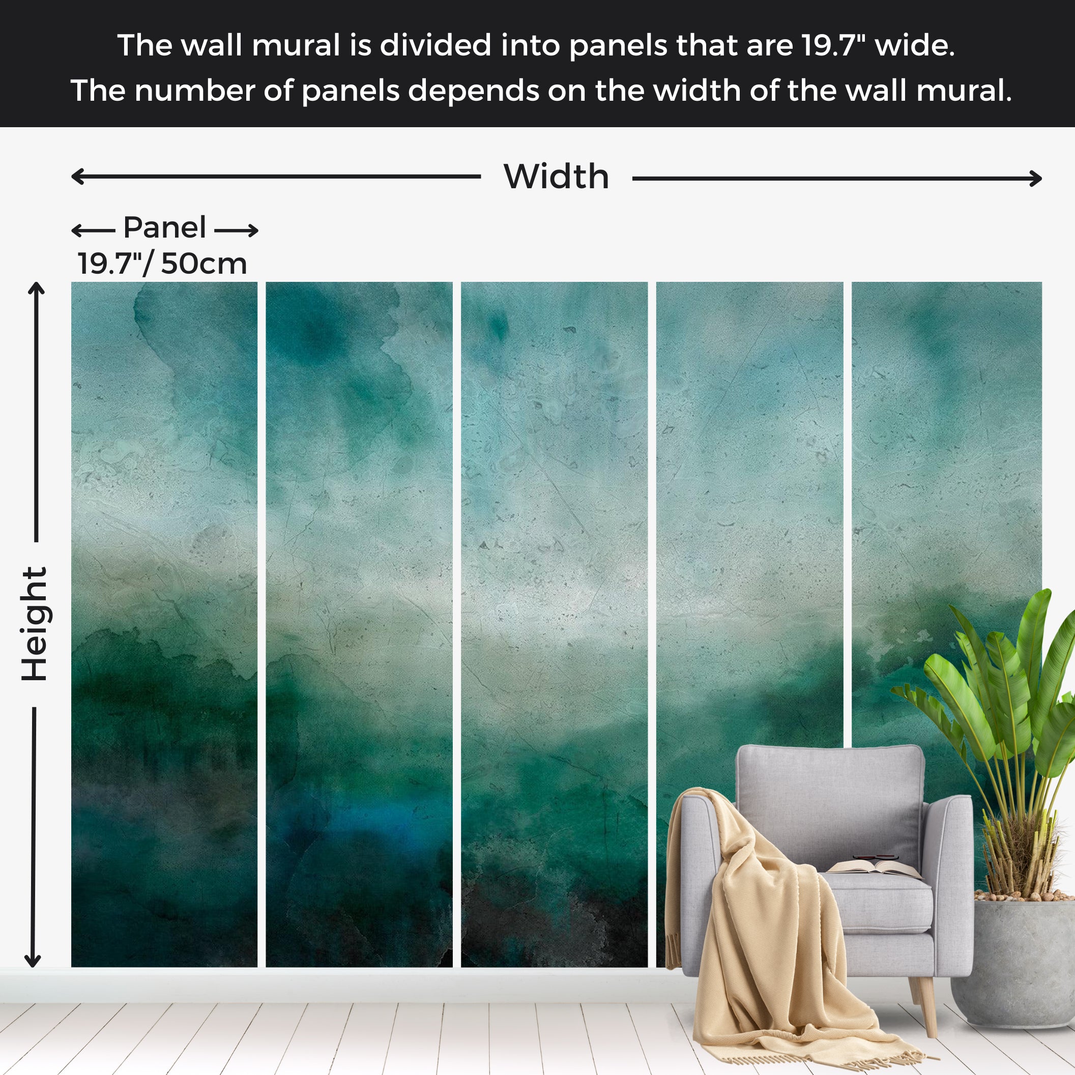 Abstract Wallpaper Wall Mural - Malachite Landscape 39"Wx27"H / Standard