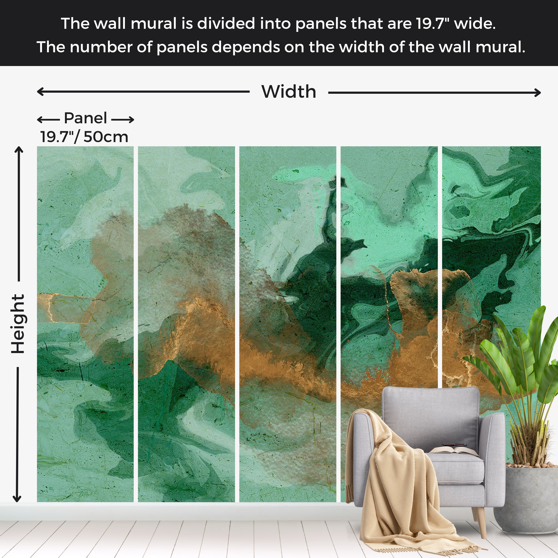 Abstract Wallpaper Wall Mural - Malachite Play 39"Wx27"H / Standard