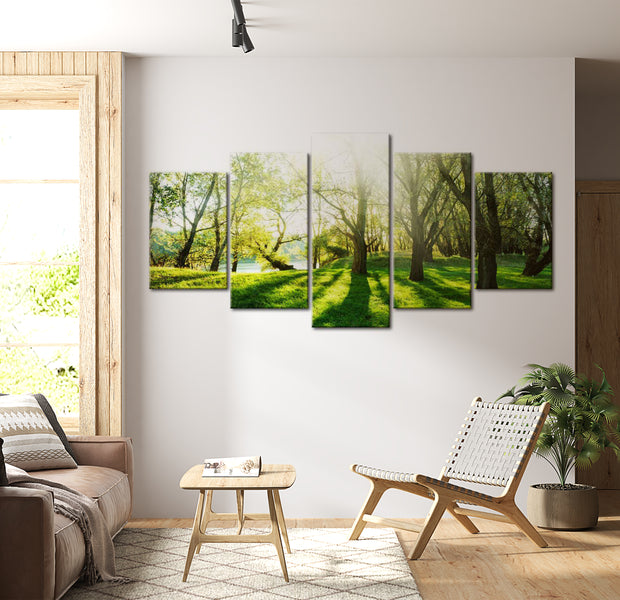 Stretched Canvas Landscape Art - Green Glade 40"Wx20"H