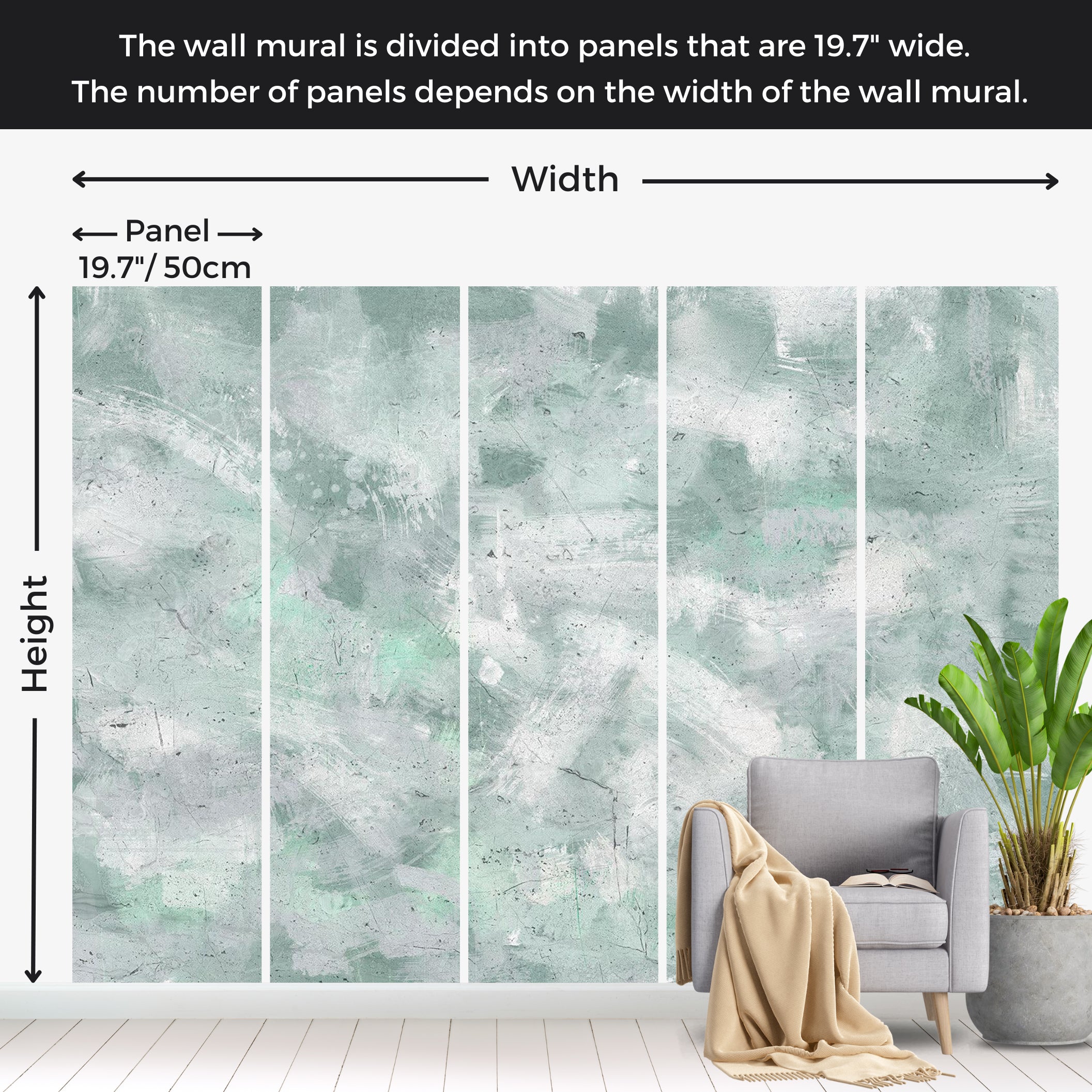 Abstract Wallpaper Wall Mural - Mint Impression 39"Wx27"H / Standard