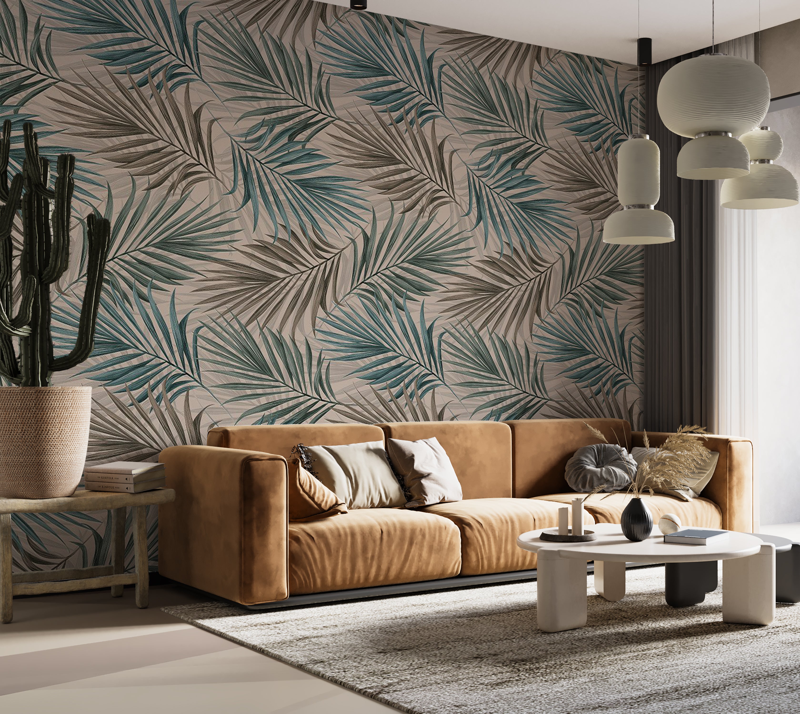 Peel & Stick Botanical Wall Mural - Repeating Leaf Pattern 38"Wx27"H