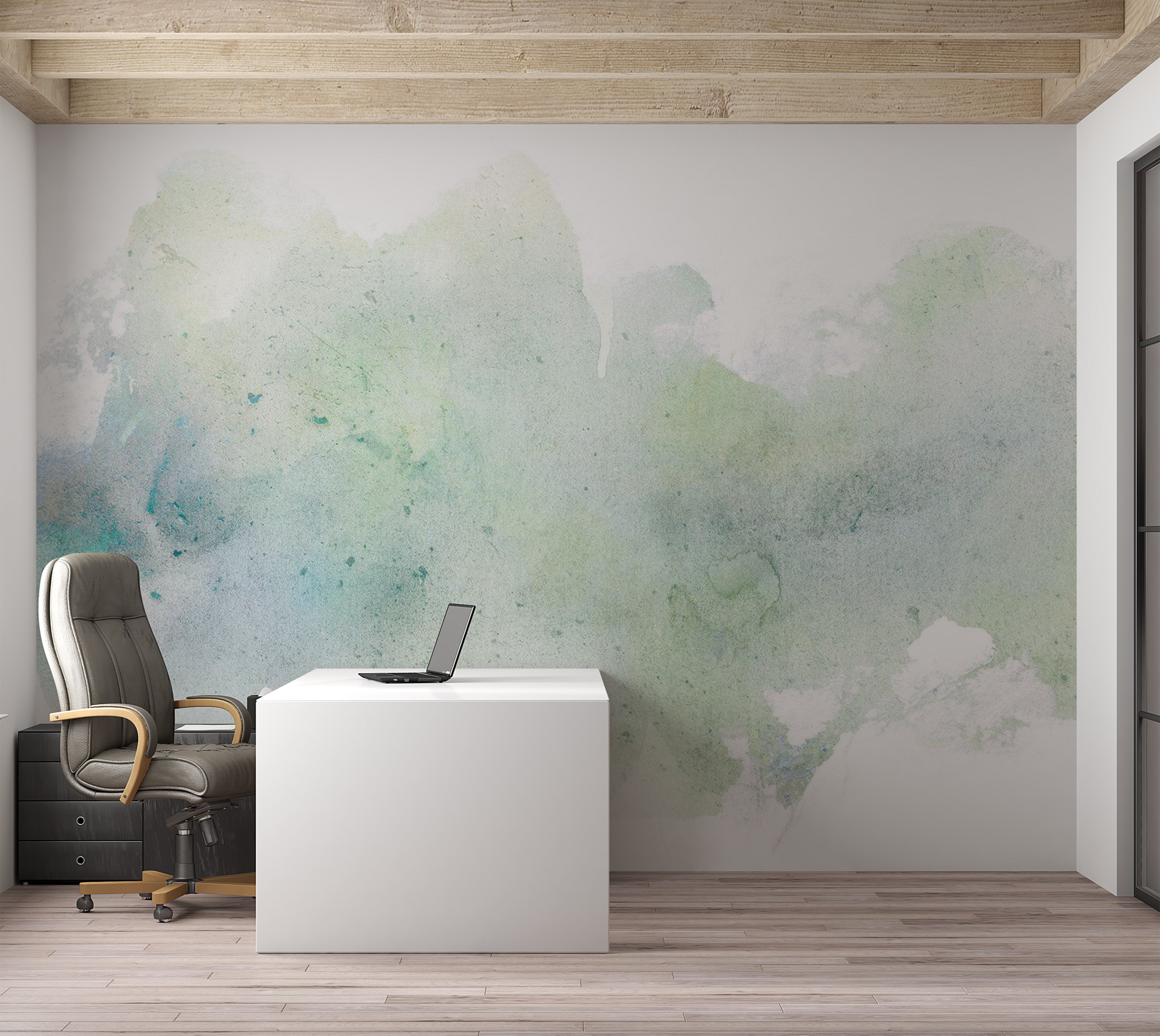 Surface Texture Wallpaper Wall Mural - Pastel Mint Watercolor 39"Wx27"H / Standard