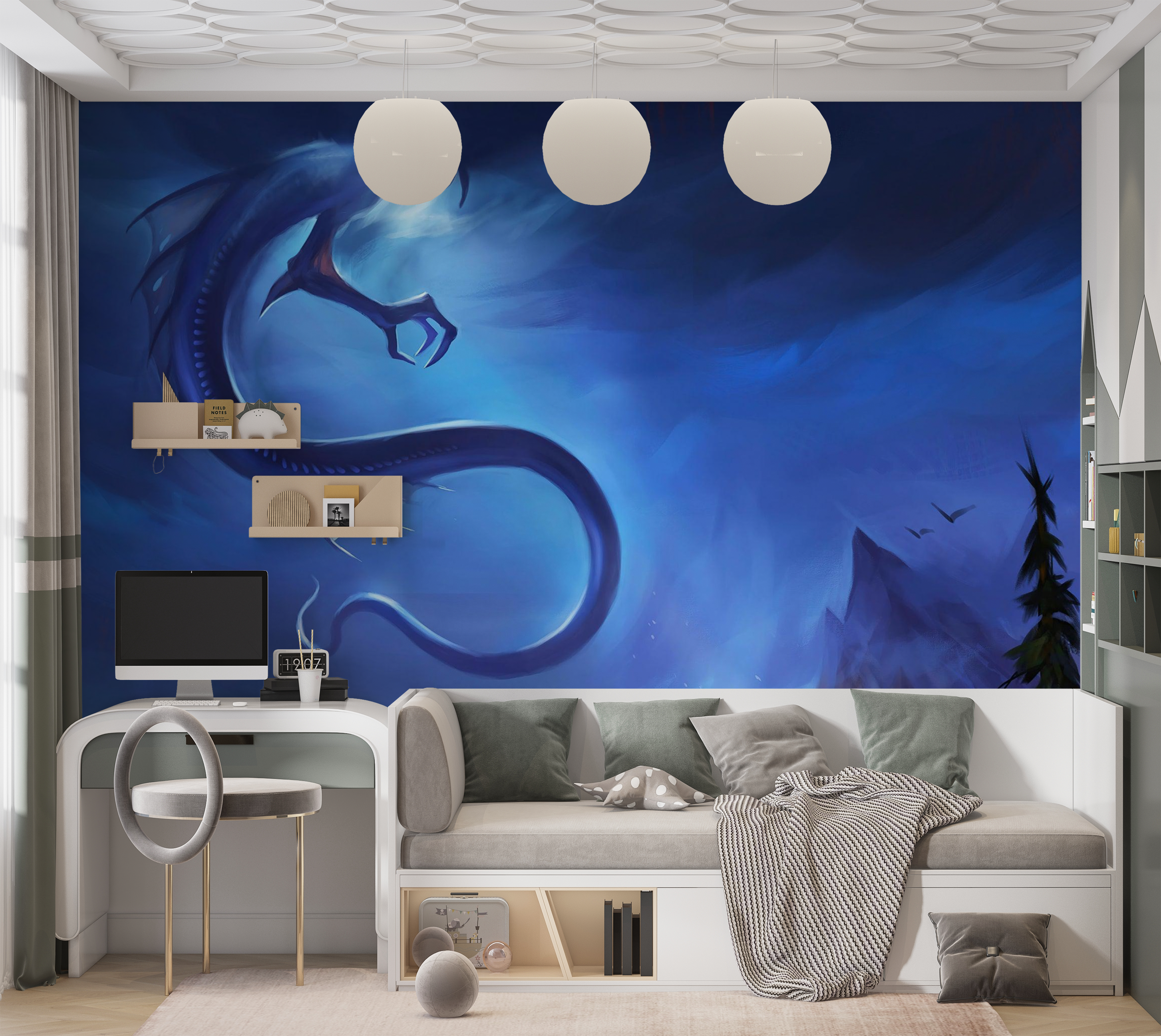 Premium Peel & Stick Wall Mural - Mystical Dragon Flight