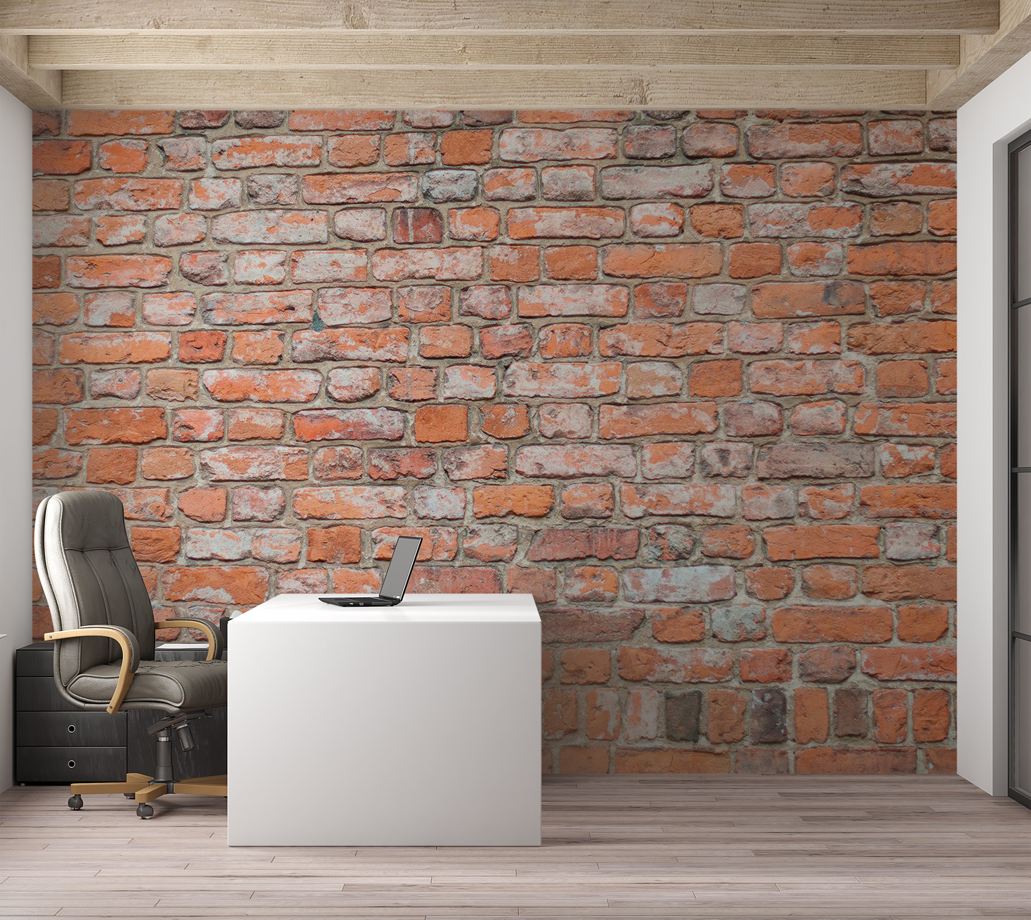 Surface Texture Wallpaper Wall Mural - Red Brick Loft Wall 39"Wx27"H / Standard