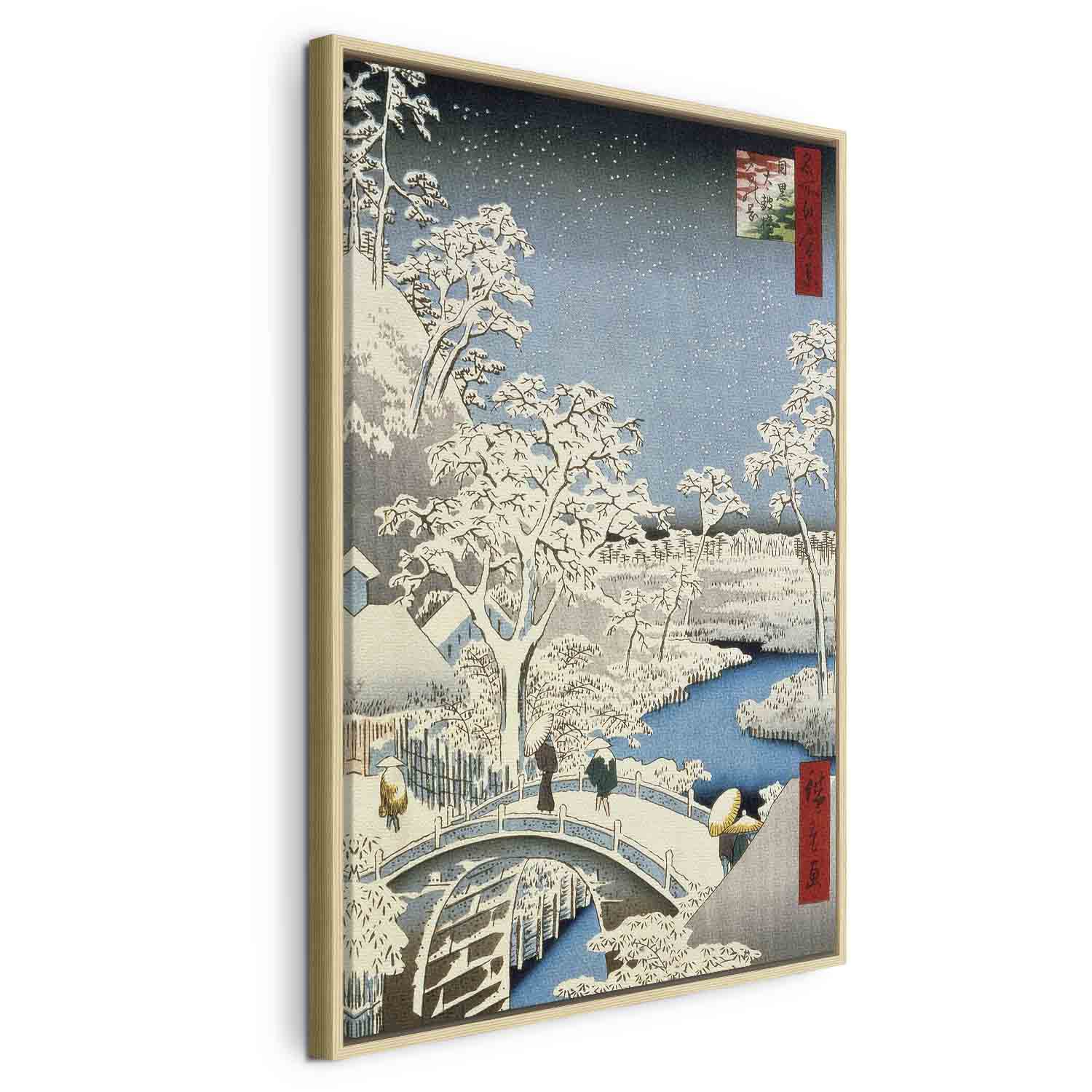 Floating Framed Canvas Art - Meguro Drum Bridge and Sunset Hill - Utagawa Hiroshige