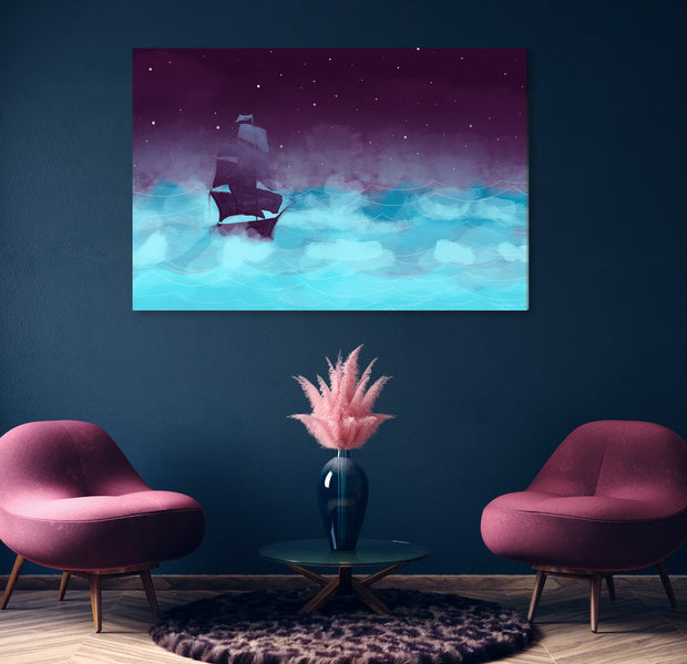 Landscape Canvas Wall Art - Bright Night Waves