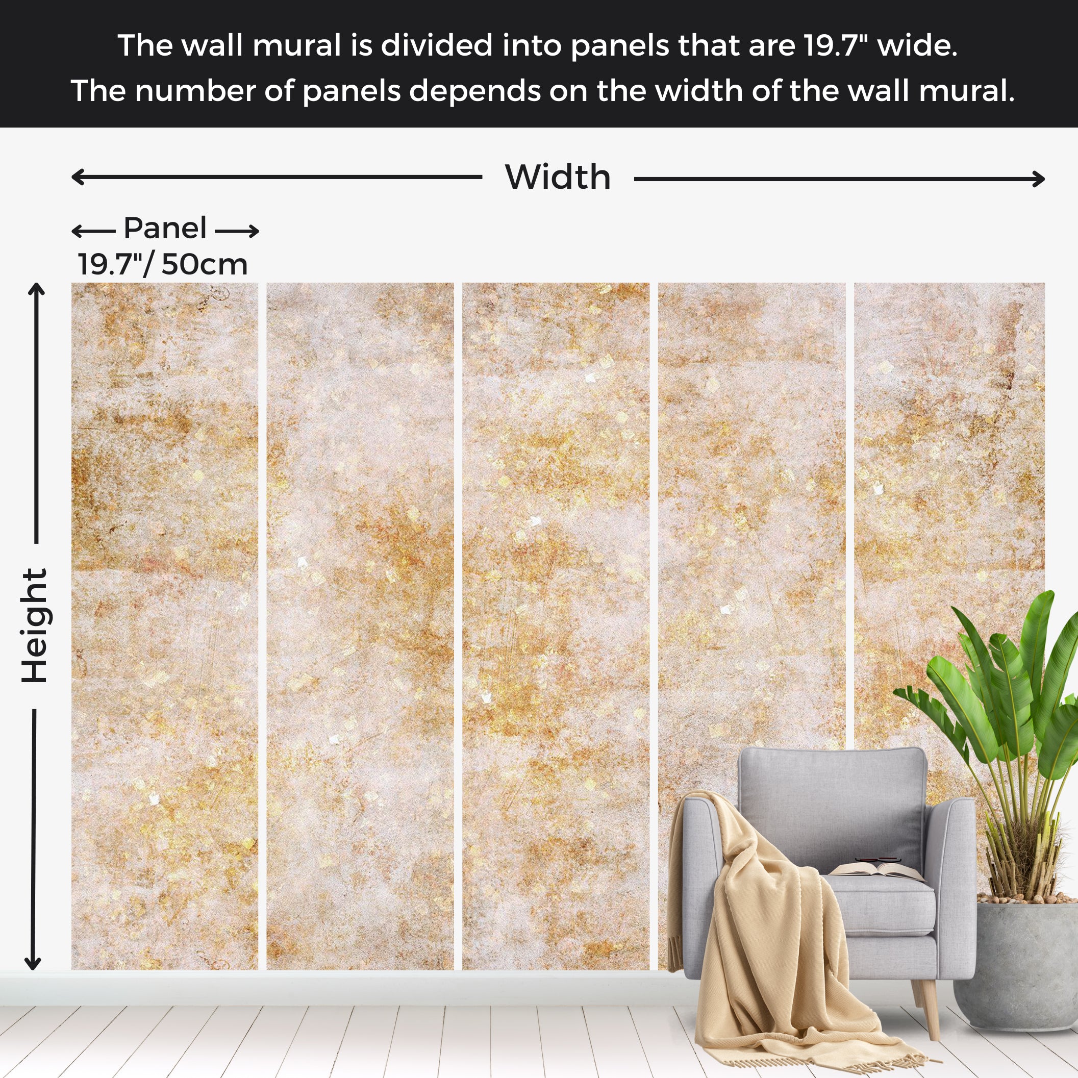 Abstract Wallpaper Wall Mural - Orange Structure 39"Wx27"H / Standard