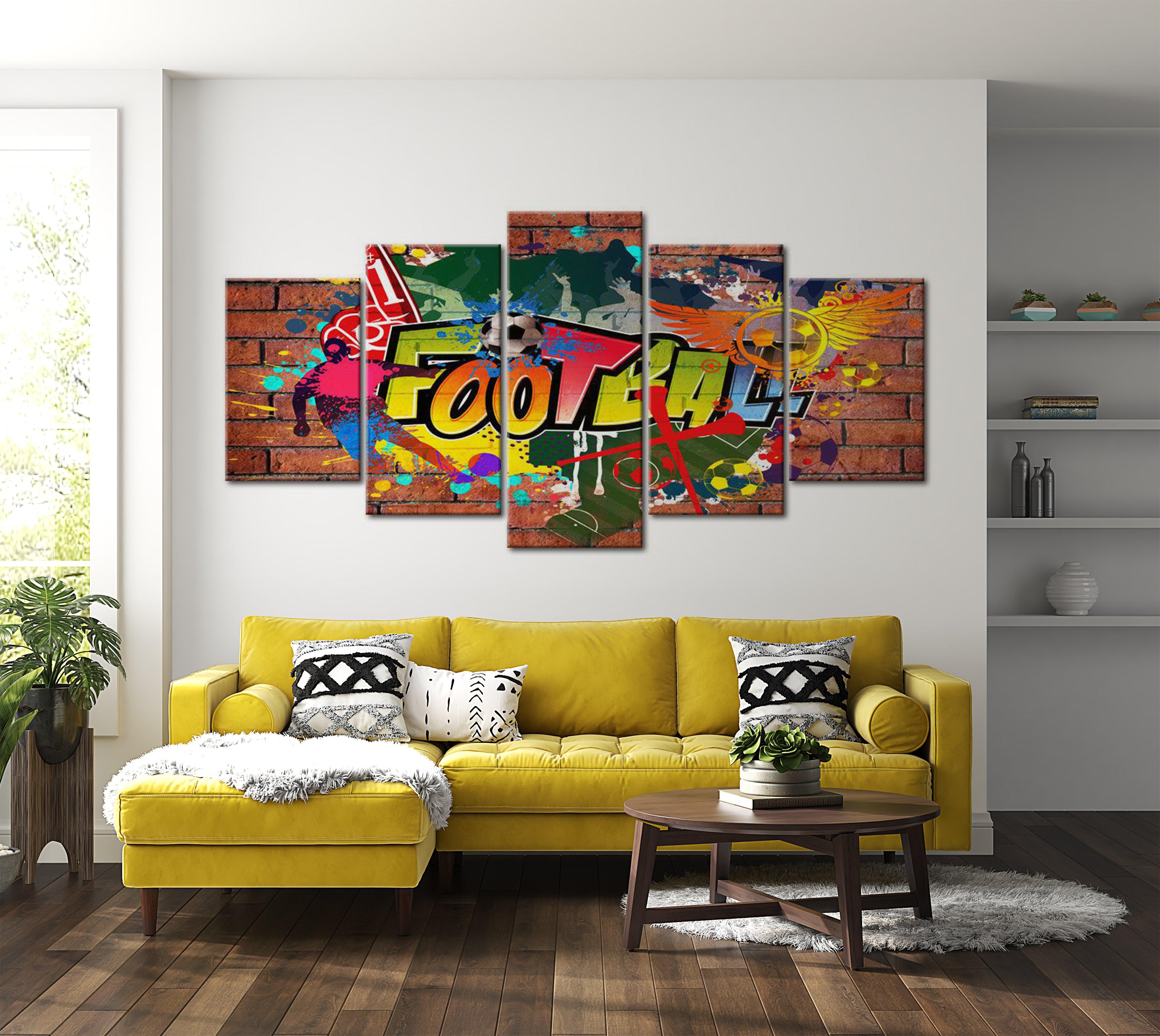 Stretched Canvas Street Art - Soccer Graffiti - 5 Pieces