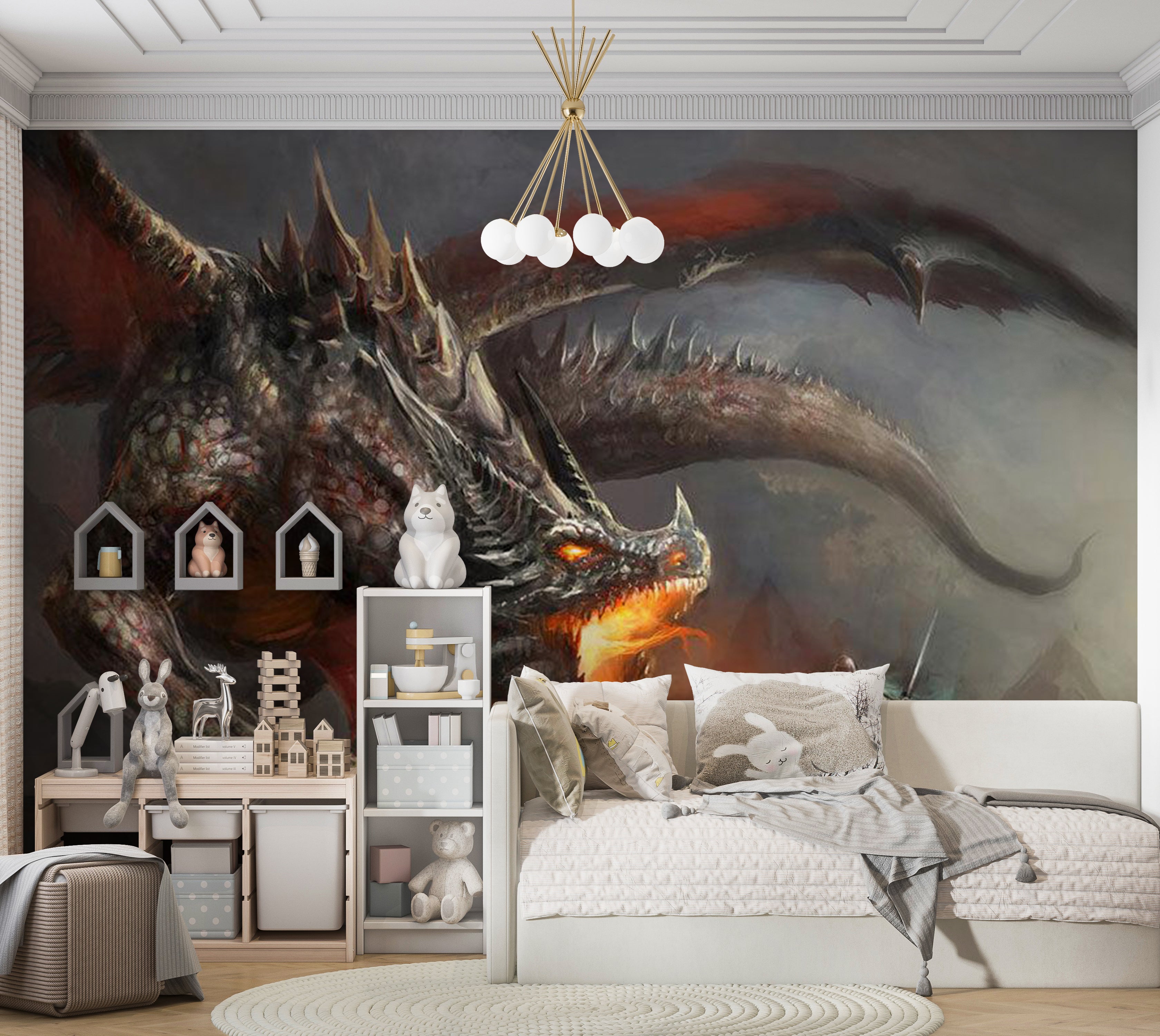 Fiction Wallpaper Wall Mural - Dragon Fire 39"Wx27"H / Standard