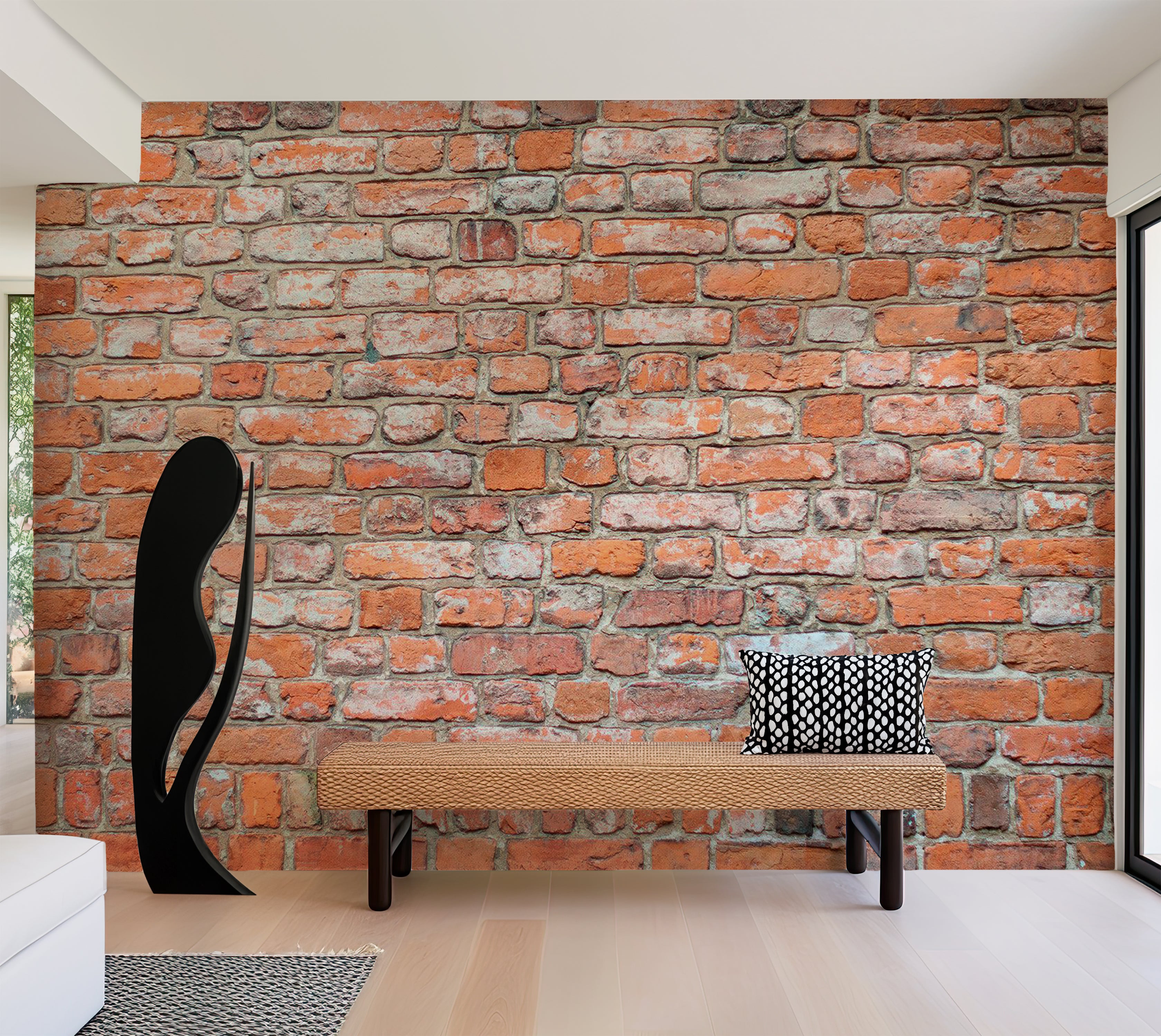 Surface Texture Wallpaper Wall Mural - Red Brick Loft Wall 39"Wx27"H / Standard