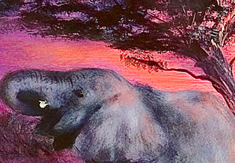 Stretched Canvas Landscape Art - Purple Savannah Sunset