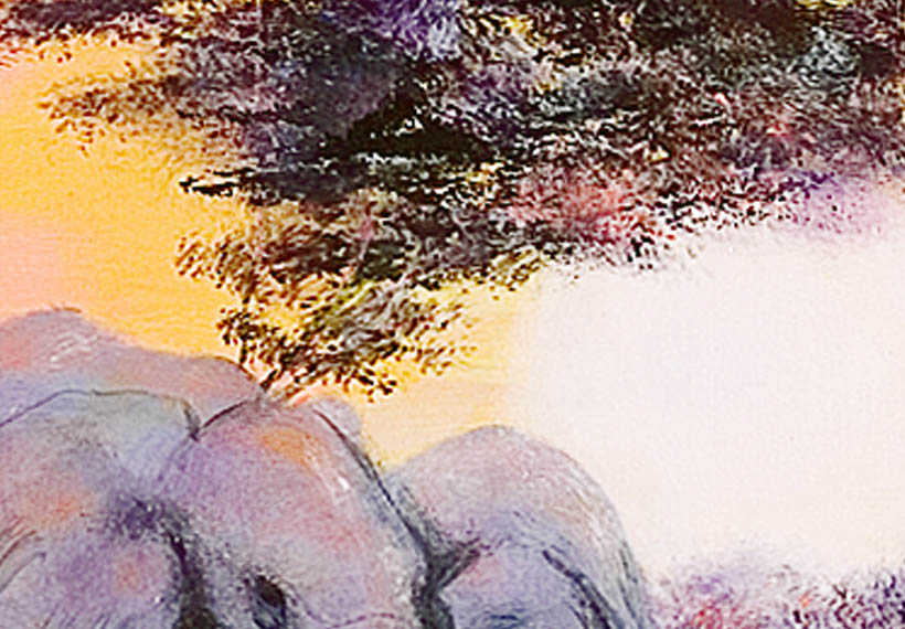 Stretched Canvas Landscape Art - Purple Savannah Sunset