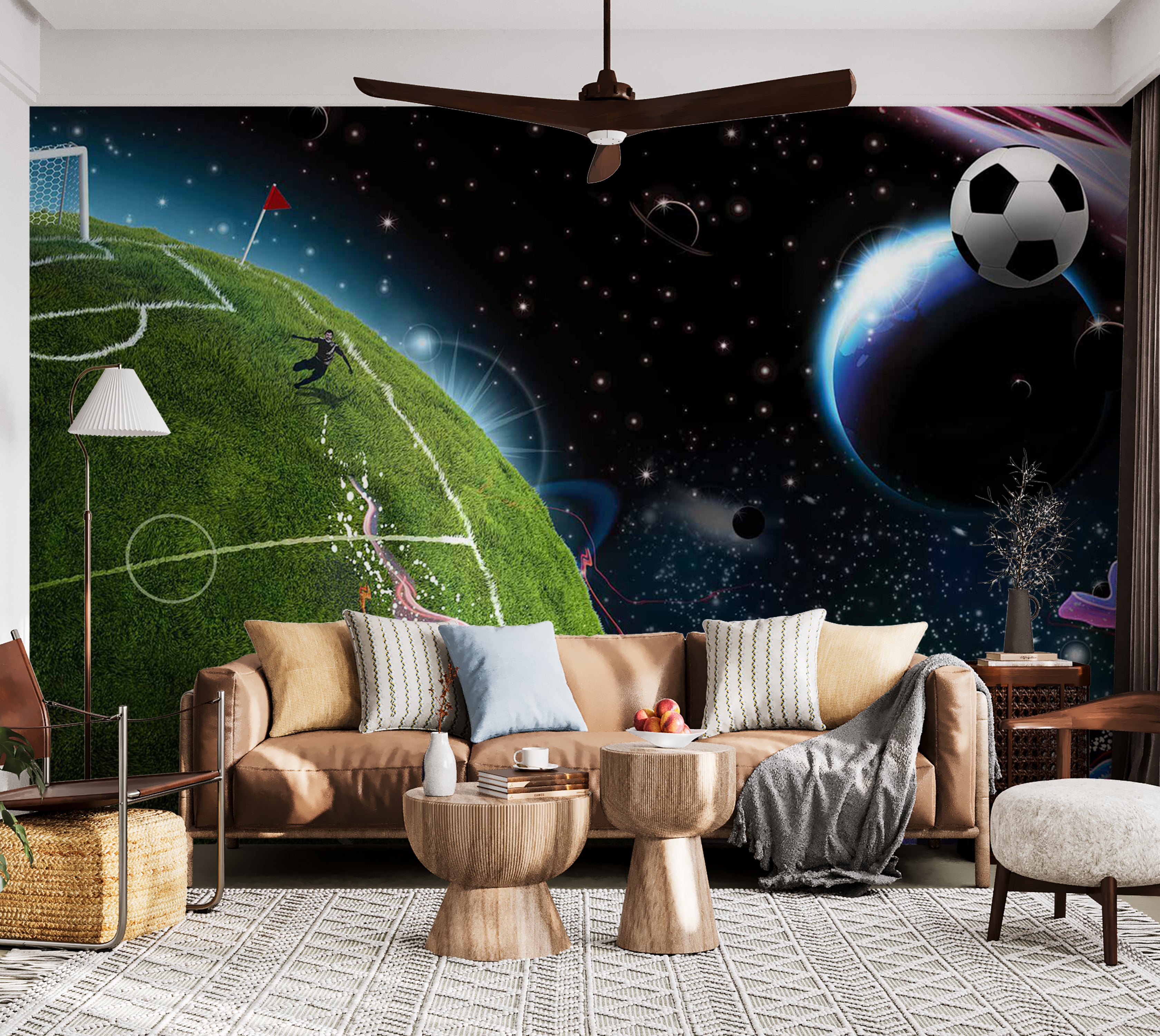 Peel & Stick Sports Wall Mural - Football Space Match 38"Wx27"H