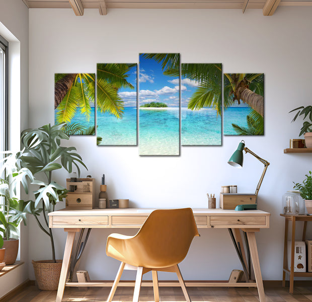 Stretched Canvas Landscape Art - Paradise Island 40"Wx20"H