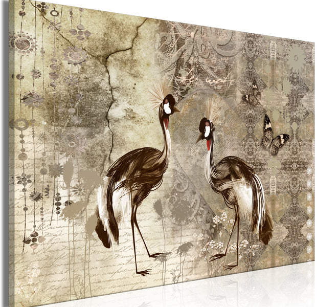 Animal Canvas Wall Art - Retro Cranes