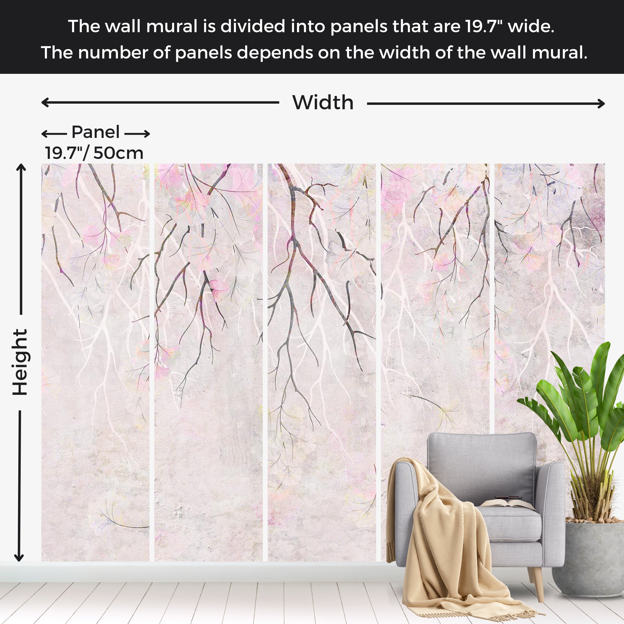 Floral Wallpaper Wall Mural - Pink Fun 39"Wx27"H / Standard