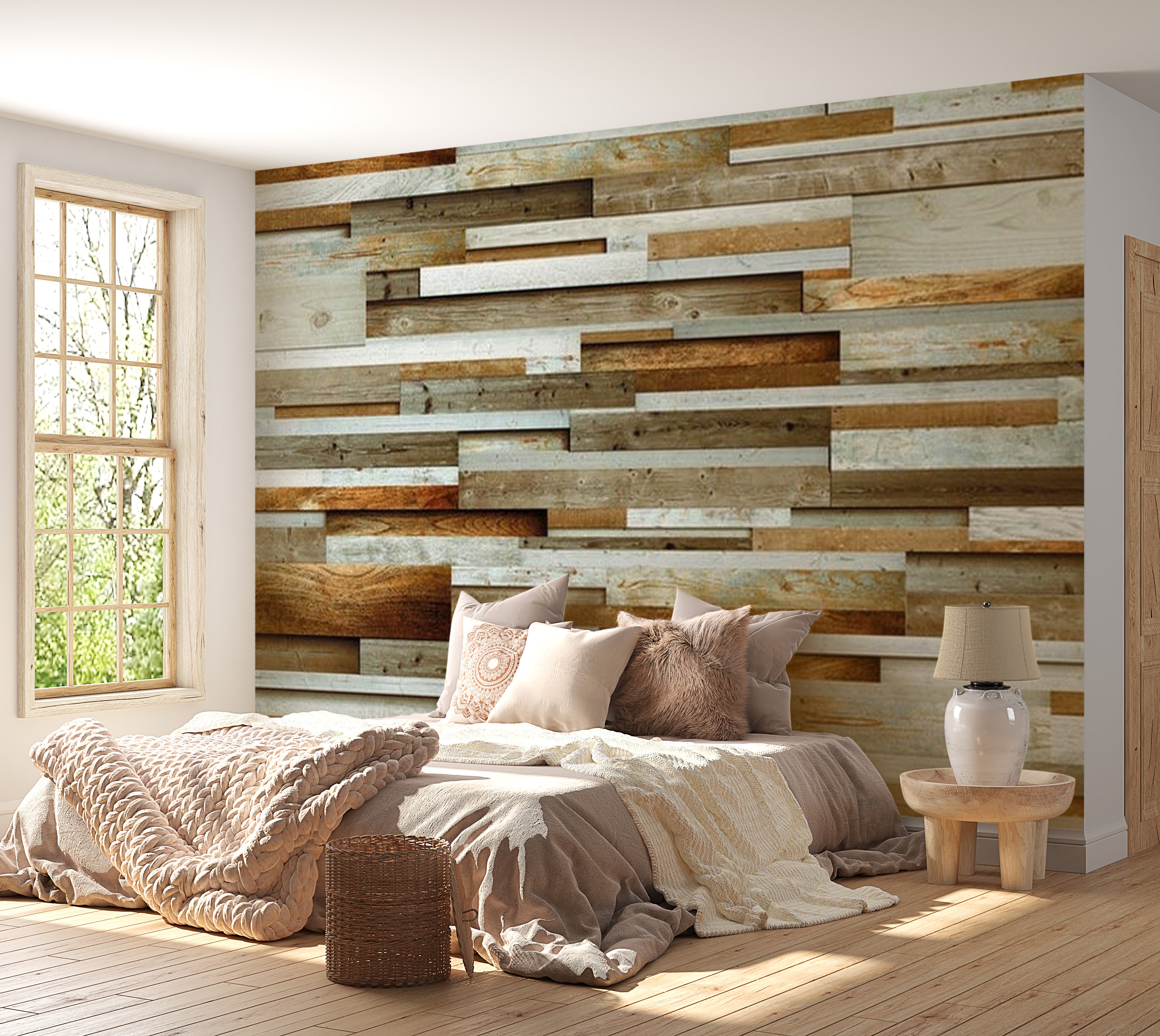 Background & Patterns Wallpaper Wall Mural - Wooden Order 39"Wx27"H