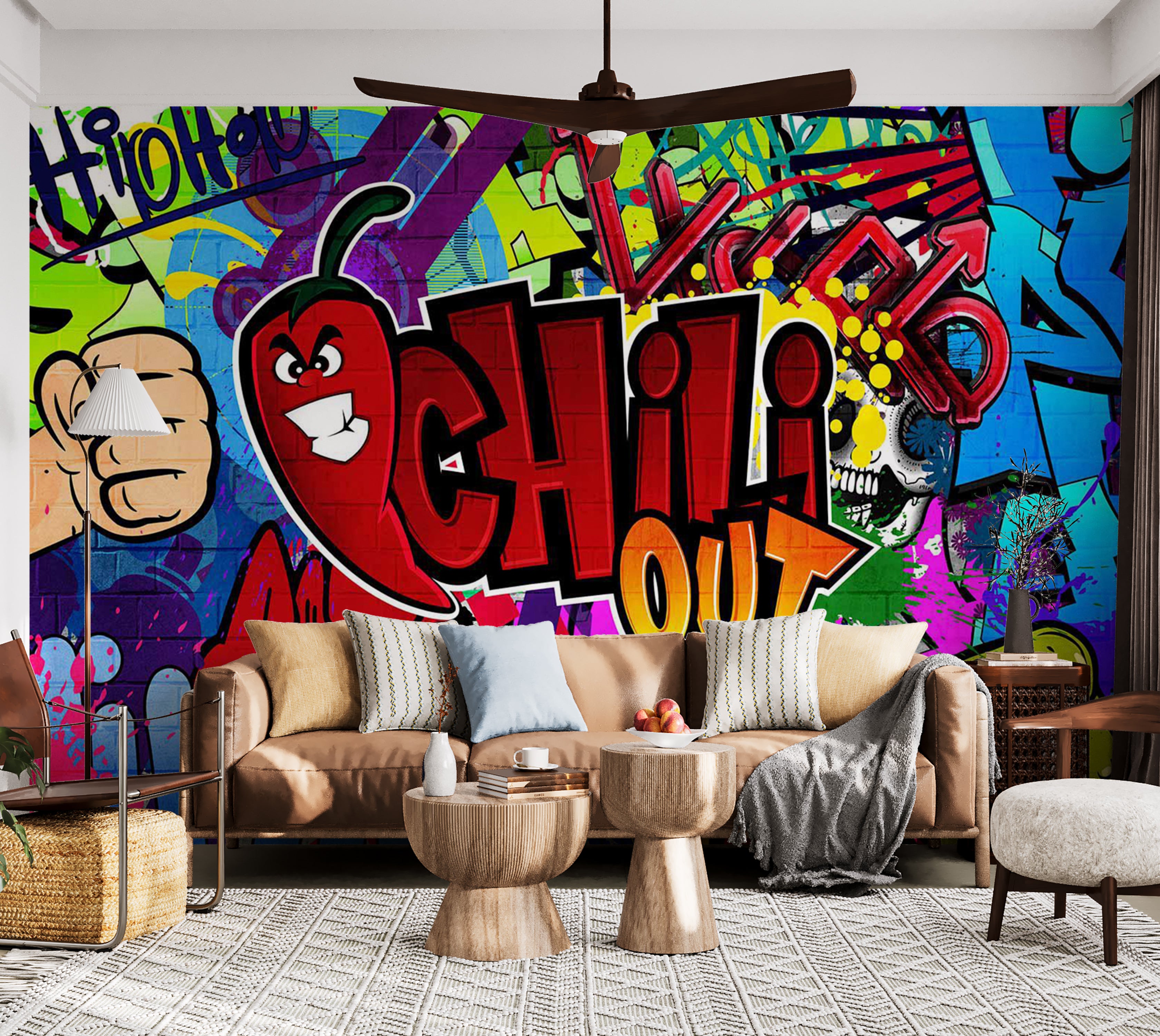 Peel & Stick Street Art Wall Mural - Chili Out 38"Wx27"H