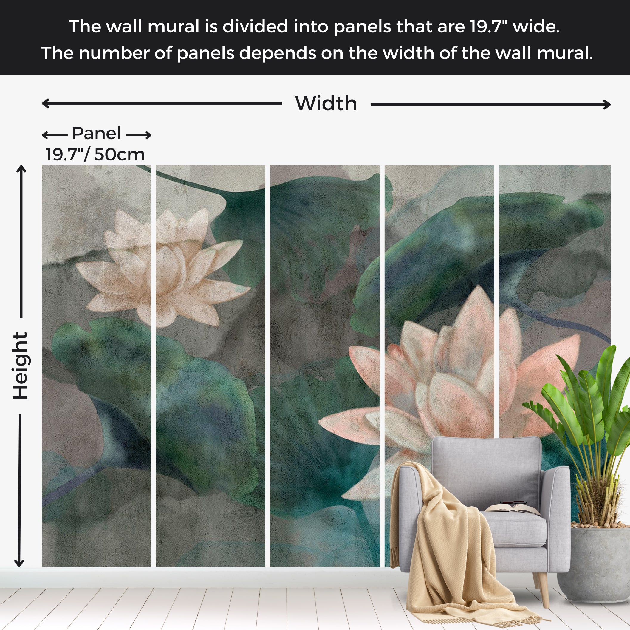 Floral Wallpaper Wall Mural - Soft Summer Garden 39"Wx27"H / Standard