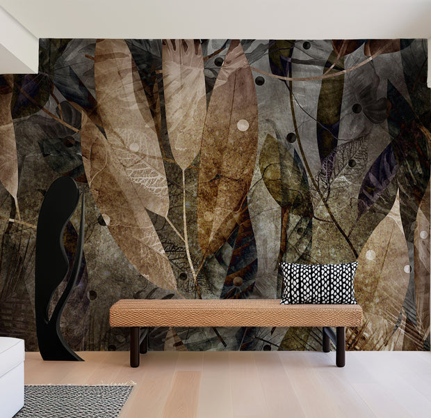 Peel & Stick Botanical Wall Mural - Mixed Autumn Leaves 38"Wx27"H
