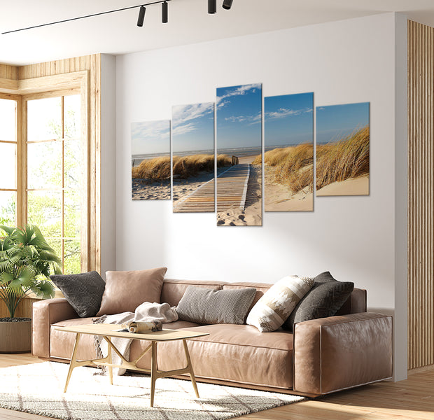 Stretched Canvas Landscape Art - Unguarded Beach 40"Wx20"H