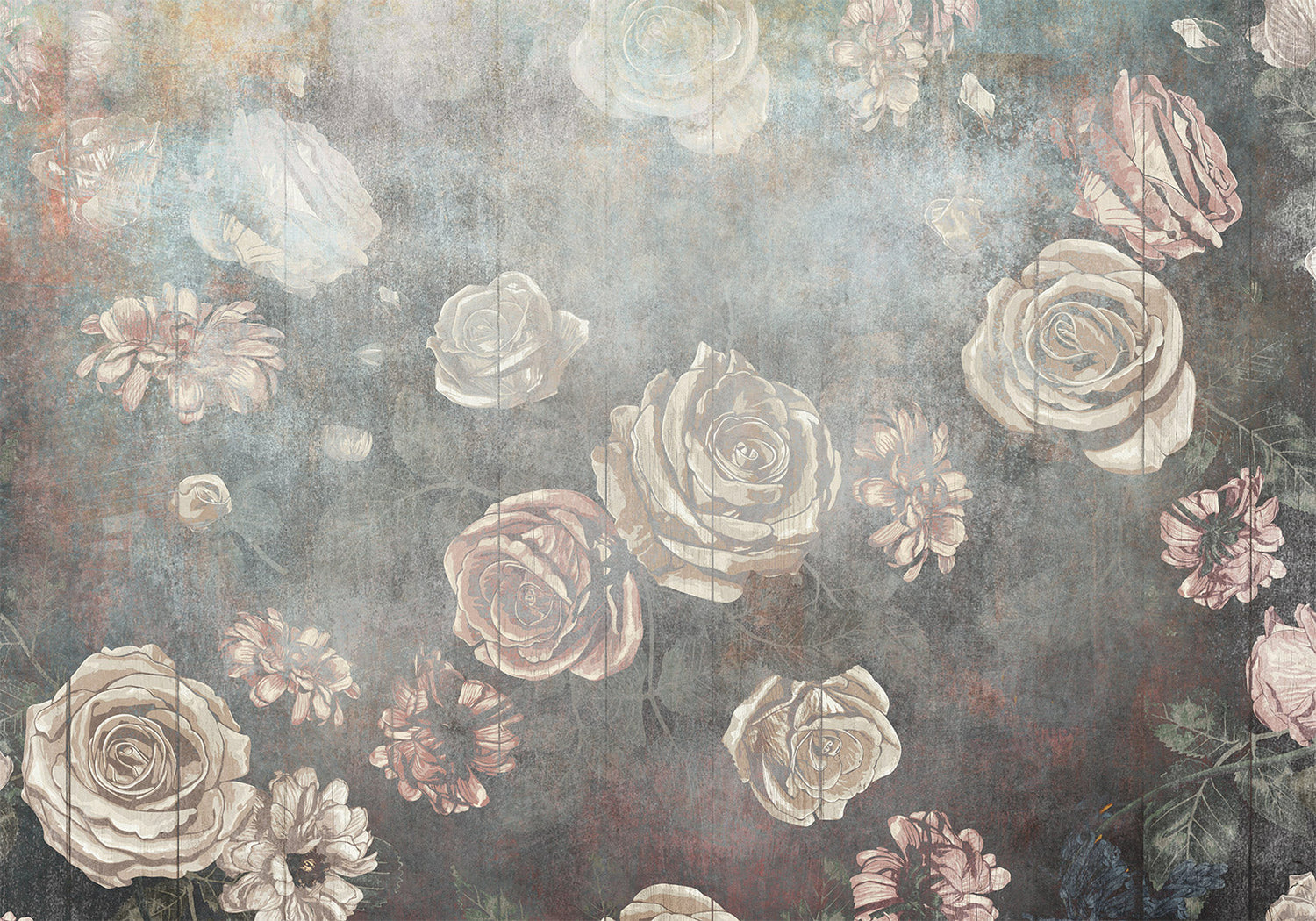 Peel & Stick Floral Wall Mural - Misty Roses - Removable Wallpaper