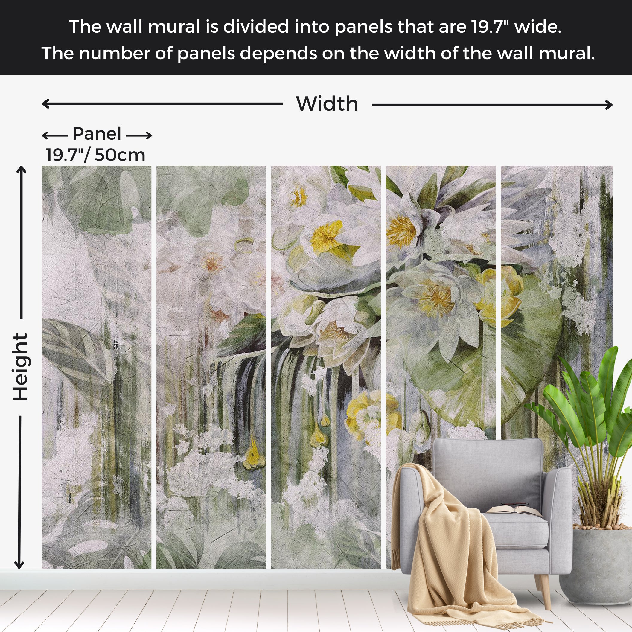 Floral Wallpaper Wall Mural - Wild Moment 39"Wx27"H / Standard