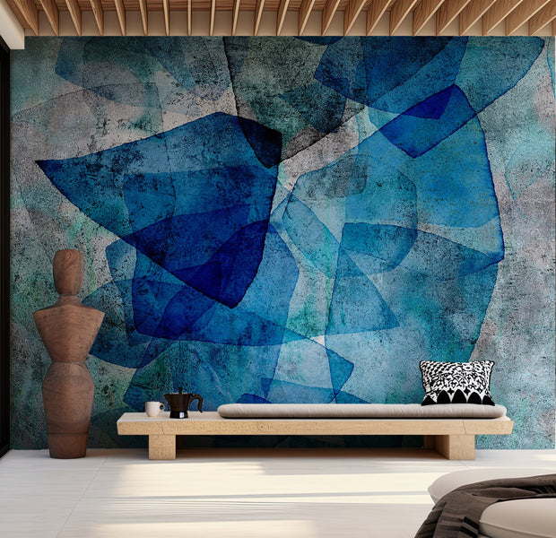 Abstract Wallpaper Wall Mural - Sapphire Mosaic 39"Wx27"H / Standard