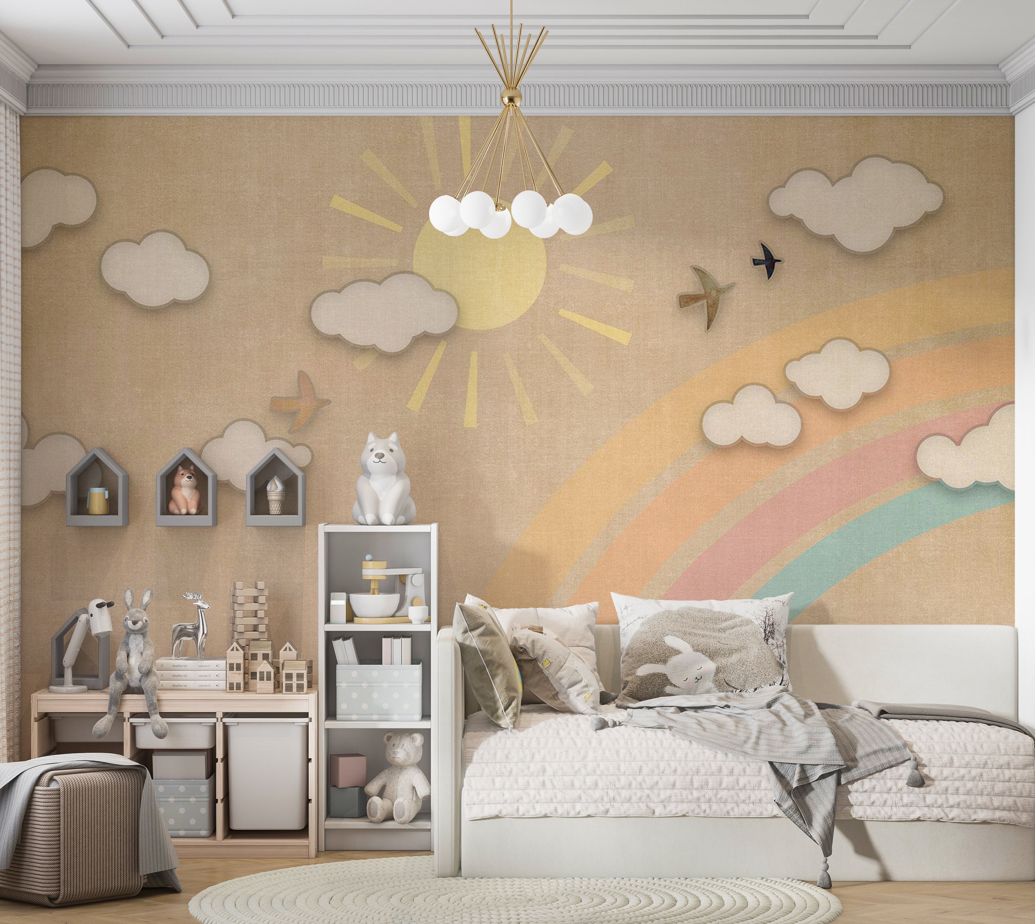 Kids Wallpaper Wall Mural - Aesthetic Rainbow Day 39"Wx27"H / Standard