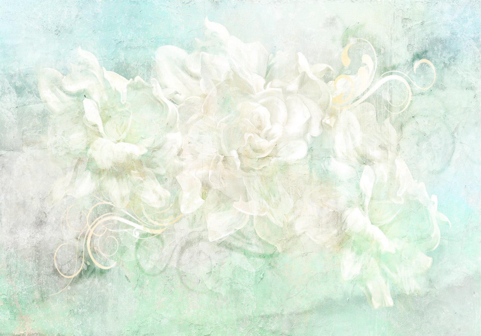 Floral Wallpaper Wall Mural - Pastels Abstract Flowers