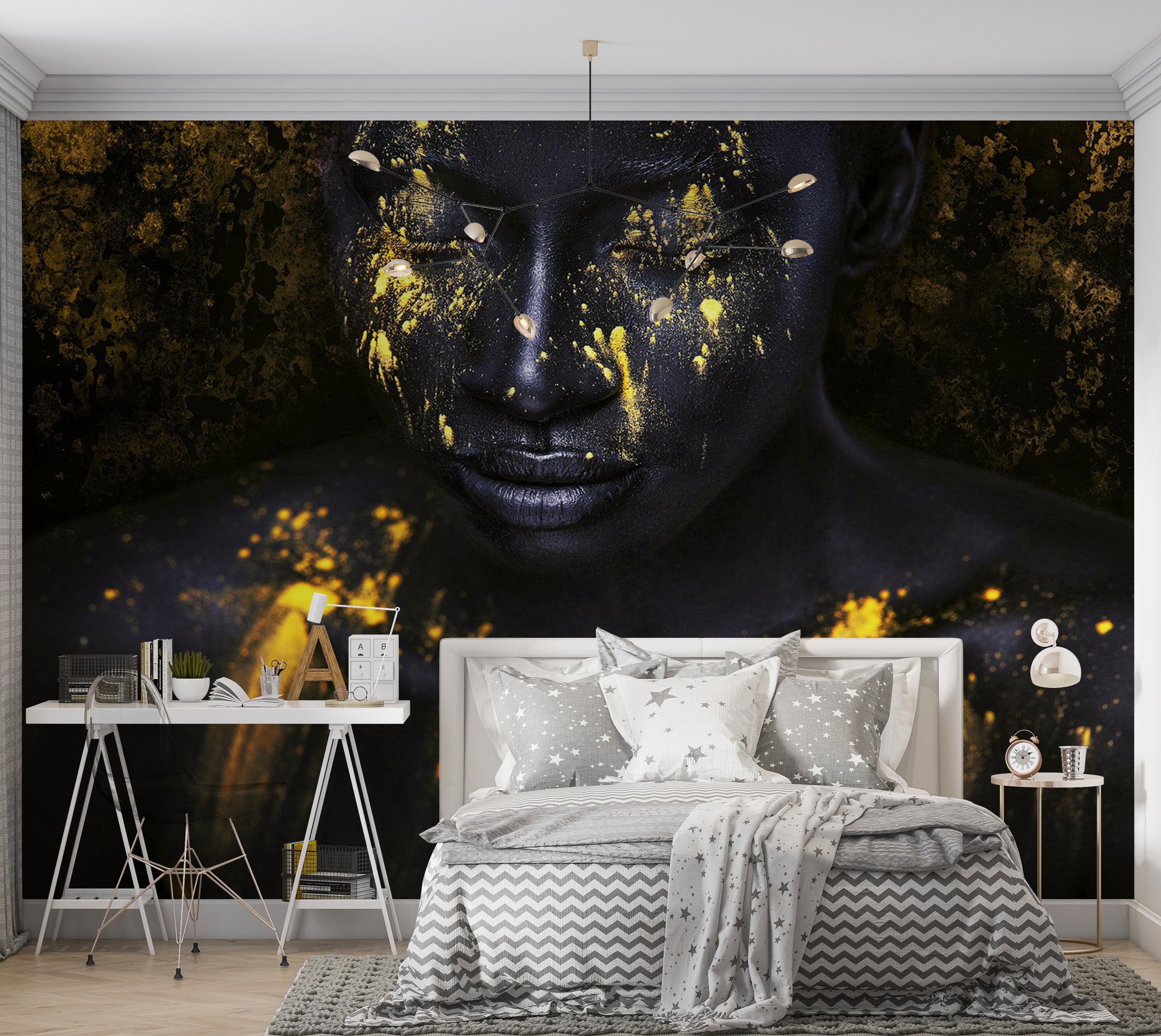 Abstract Wallpaper Wall Mural - Bathed in Gold 39"Wx27"H / Standard