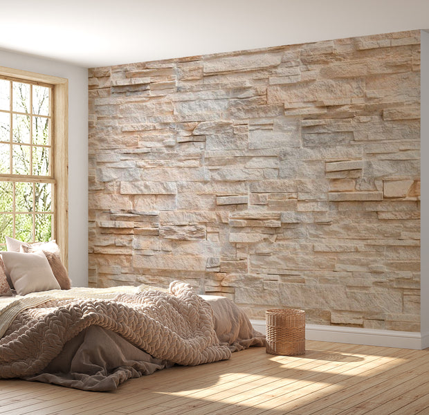 Background & Patterns Wallpaper Wall Mural - Soft Tone Slate Stone Tiles 39"Wx27"H