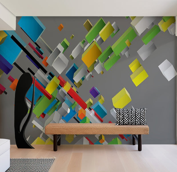 Abstract Wallpaper Wall Mural - Color Puzzle 39"Wx27"H