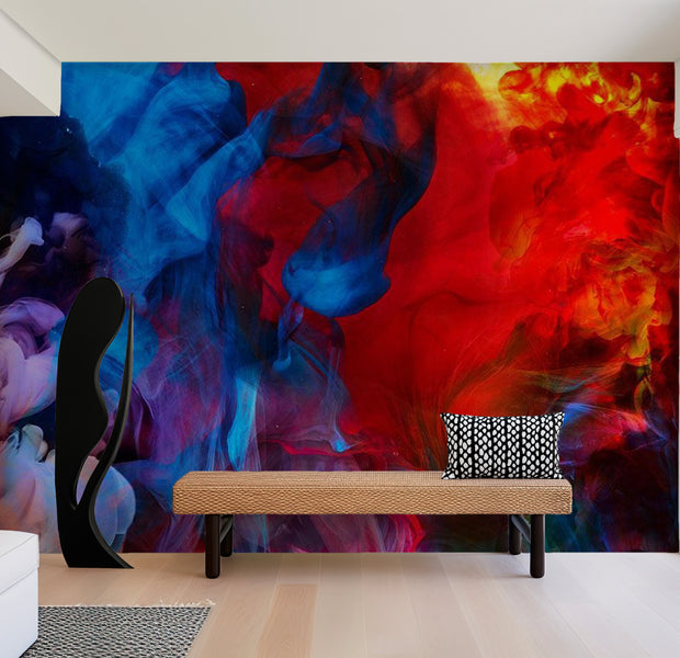 Abstract Wallpaper Wall Mural - Colored Flames 39"Wx27"H