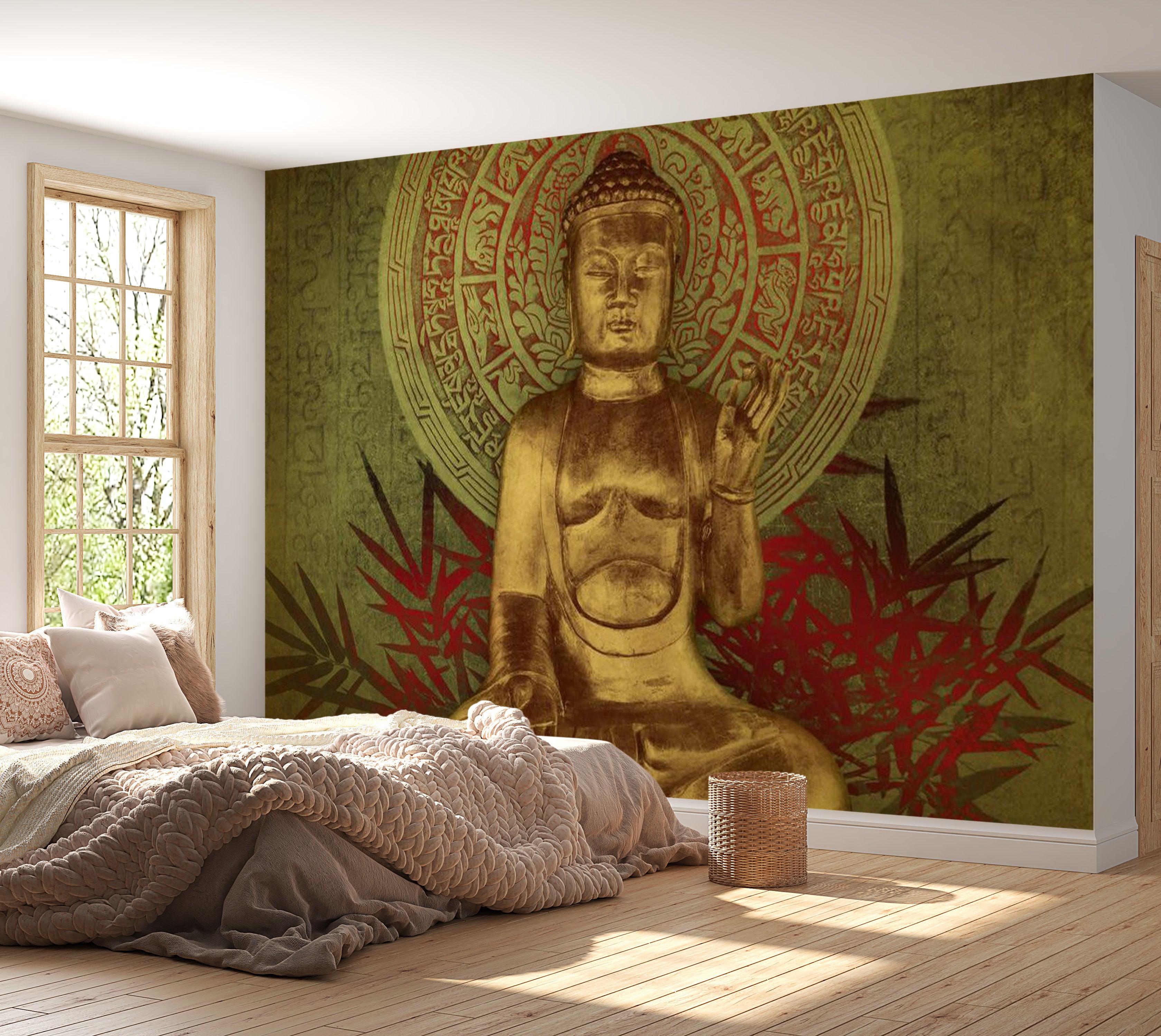 Zen Wallpaper Wall Mural - Golden Buddha