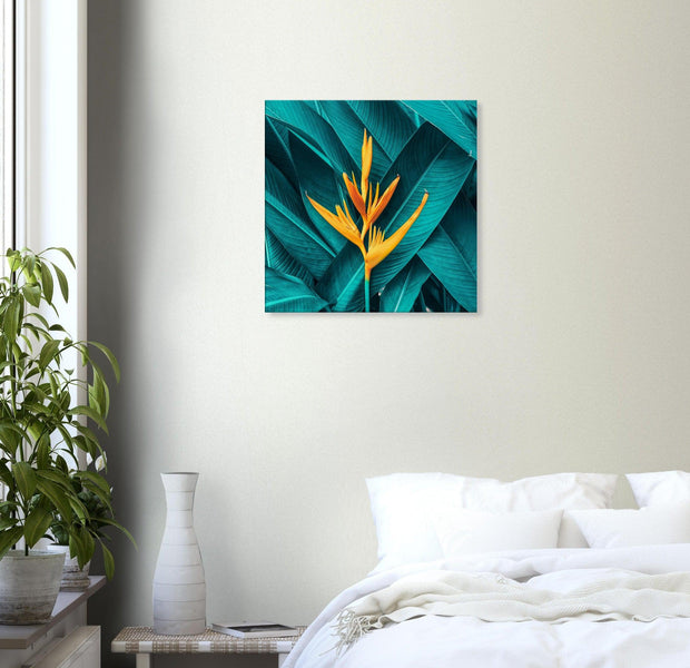 Green Botanical Orange Flower Canvas Print