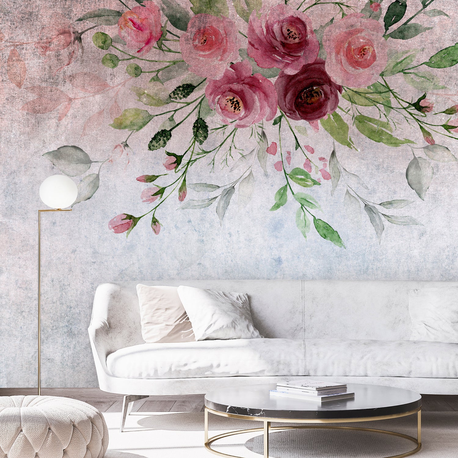 Floral Wallpaper Wall Mural - Pink Summer Bloom