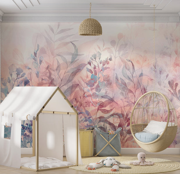 Botanical Wallpaper Wall Mural - Pastel Nature Memory 39"Wx27"H / Standard